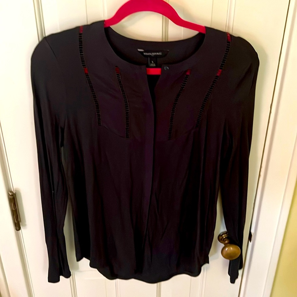 Banana Republic Button-down Top, Black, Size Small